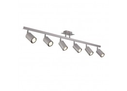 Εξάφωτο φωτιστικό ράγα νίκελ 110cm με σποτ Φ6cm