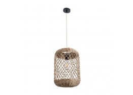 Κρεμαστό φωτιστικό καλάθι από υλικό seagrass Φ28xΥ40cm