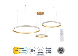 Κρεμαστό φωτιστικό σύνθεση χρυσαφί κύκλων Φ40-60-80cm LED CCT