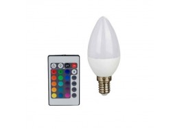 Λάμπα LED RGB E14 κεράκι με τηλεχειριστήριο 4W