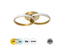 Χρυσαφί φωτιστικό οροφής LED CCT με δύο δαχτυλίδια 36cm
