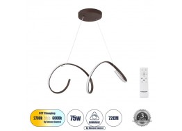 Τηλεχειριζόμενο φωτιστικό LED CCT μαύρο σε σχέδιο σπιράλ 72x25cm