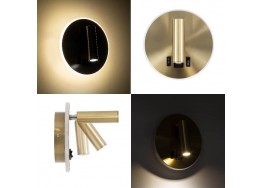 Χρυσαφί απλίκα Φ15cm reading LED 4500Κ με backlight φωτισμό και θύρα USB