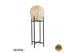 Boho επιδαπέδιο φωτιστικό μαύρο 115cm με πλεκτή μπάλα Φ40cm