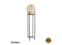 Boho επιδαπέδιο φωτιστικό μαύρο 160cm με πλεκτή μπάλα Φ40cm