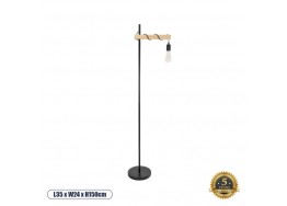 Μοντέρνο επιδαπέδιο φωτιστικό μαύρο με μπεζ ξύλινο μπράτσο - 35x24x150cm