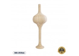 Boho επιδαπέδιο φωτιστικό 120cm με μπεζ φούσκα πλεκτή ρατάν Φ40cm