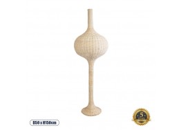 Boho επιδαπέδιο φωτιστικό 120cm με μπεζ φούσκα πλεκτή ρατάν Φ50cm