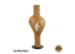 Boho επιδαπέδιο φωτιστικό καφέ ξύλο με μαύρη βάση - Φ48x120cm