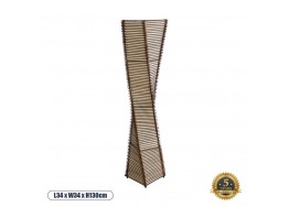 Boho επιδαπέδιο φωτιστικό 2xE27 καφέ ξύλο με μπεζ ύφασμα - 34x34x130cm