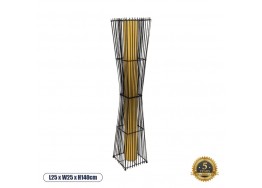 Boho επιδαπέδιο φωτιστικό 2xE27 μαύρο ξύλο με μπεζ ύφασμα - 25x25x140cm