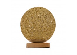 Πορτατίφ μπάλα από χρυσαφί ρατάν σε ξύλινη βάση Φ20cm 