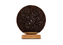Πορτατίφ μπάλα από καφέ ρατάν σε ξύλινη βάση Φ20cm 