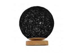 Πορτατίφ μπάλα από μαύρο ρατάν σε ξύλινη βάση Φ20cm 