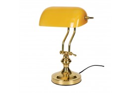Κλασικό φωτιστικό γραφείου 36cm χρυσαφί με κίτρινο γυαλί