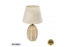 Πορτατίφ με βάση από ρατάν και λευκό καπέλο Φ23x40cm