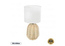 Πορτατίφ με βάση από ρατάν και λευκό καπέλο Φ18x36cm