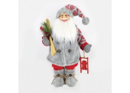 Χριστουγεννιάτικη φιγούρα Άγιος Βασίλης με γκρι στολή 60cm