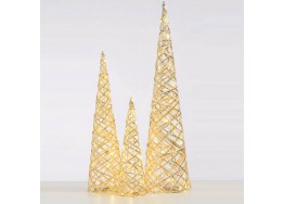 Χριστουγεννιάτικο δέντρο πυραμίδα από πλέγμα χρυσό-λευκό LED