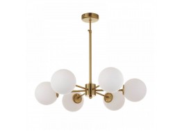 Εξάφωτο φωτιστικό ημιοροφής χρυσό ματ με οπάλ μπάλες G9 Φ55cm