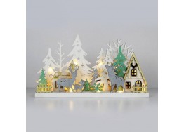 Ξύλινη χριστουγεννιάτικη σκηνή χωριουδάκι 30x6x17cm