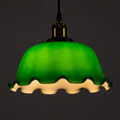 Κλασικό κρεμαστό φωτιστικό καμπάνα πράσινη Φ26x20cm