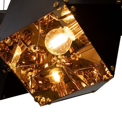 Κρεμαστό φωτιστικό τετράφωτο 68x30cm μαύρο-χρυσό  