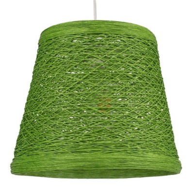 Κρεμαστό φωτιστικό rattan καμπάνα Φ32cm σε χρώμα πράσινο