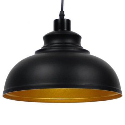 Μοντέρνο κρεμαστό φωτιστικό μονόφωτο μαύρο μεταλλικό καμπάνα Φ35cm