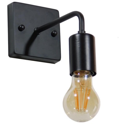 Vintage industrial φωτιστικό τοίχου απλίκα μονόφωτο μαύρο μεταλλικό