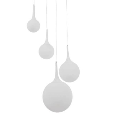 Μοντέρνο κρεμαστό φωτιστικό πολύφωτο λευκό γυάλινο Φ75cm