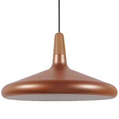 Μοντέρνο κρεμαστό φωτιστικό μονόφωτο χάλκινο μεταλλικό καμπάνα Φ39cm