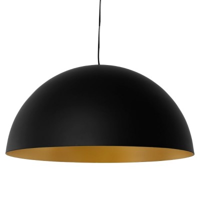 Μοντέρνο κρεμαστό φωτιστικό μονόφωτο μαύρο χρυσό μεταλλικό καμπάνα Φ60cm