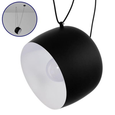 Μοντέρνο κρεμαστό φωτιστικό μονόφωτο μεταλλικό μαύρο λευκό καμπάνα Φ25cm