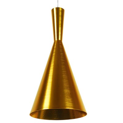 Μοντέρνο κρεμαστό φωτιστικό μονόφωτο χρυσό μεταλλικό καμπάνα Φ18cm