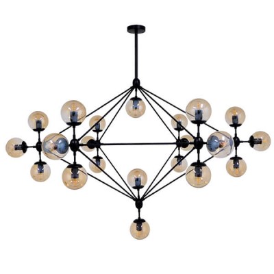 Μεταλλικό πολύφωτο με σταθερή ανάρτηση και φιμέ γλόμπους Ø170x136cm