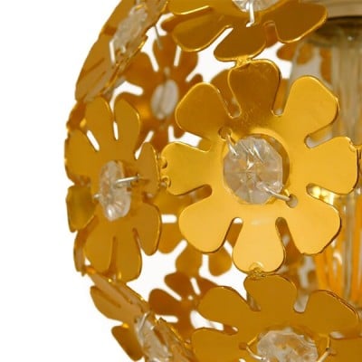 Μοντέρνο κρεμαστό φωτιστικό τρίφωτο 50cm χρυσαφί με κρύσταλλα