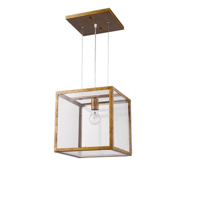 Αντικέ μπρονζέ κρεμαστό φωτιστικό κύβος 30x30cm