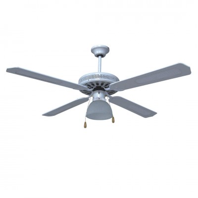 Μονόφωτος λευκός ανεμιστήρας οροφής με τέσσερις έλικες Ø132cm