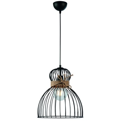 Κρεμαστό φωτιστικό Ø30cm με μεταλλικό πλέγμα και σχοινί