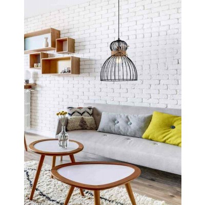 Κρεμαστό φωτιστικό Ø30cm με μεταλλικό πλέγμα και σχοινί