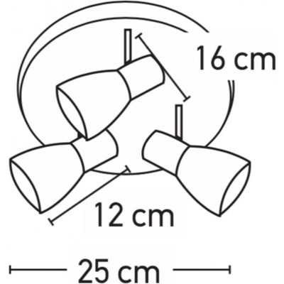 Κλασική τρίφωτη ροζέτα Ø25cm με γυάλινα σποτ