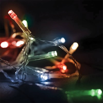 Φωτάκια χριστουγεννιάτικα σε σύρμα 10m διάφανο-200 λαμπάκια πολύχρωμο φως με controller