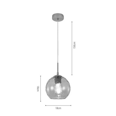 Κρεμαστό φωτιστικό μπάλα από φιμέ γυαλί Φ18cm τύπου κρακελέ 
