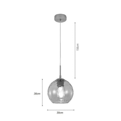 Κρεμαστό φωτιστικό μπάλα από φιμέ γυαλί Φ30cm τύπου κρακελέ 