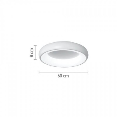 Φωτιστικό οροφής πλαφονιέρα Φ60x8cm LED CCT τηλεχειριζόμενο λευκό