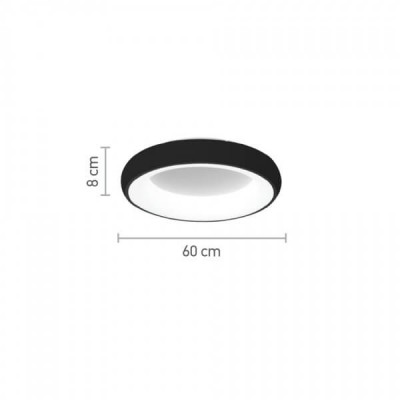 Φωτιστικό οροφής πλαφονιέρα Φ60x8cm LED CCT τηλεχειριζόμενο μαύρο