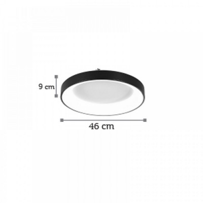 Φωτιστικό οροφής LED μεταλλικό στρογγυλό Φ46cm μαύρο