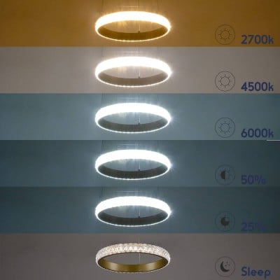 Κρεμαστό φωτιστικό δαχτυλίδι Φ40cm χρυσό κρυσταλλιζέ LED Dim