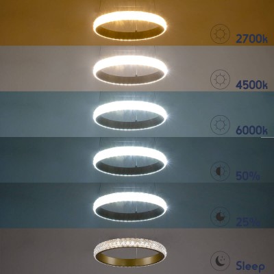 Κρεμαστό φωτιστικό δαχτυλίδι Φ60cm χρυσό κρυσταλλιζέ LED Dim